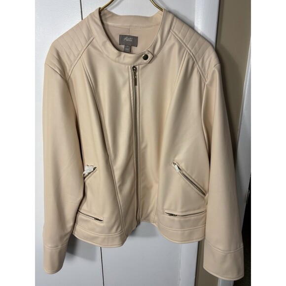Motto Jackets & Blazers - NWOT Motto Faux Leather Jacket Cream Color Size 2X